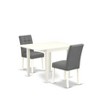 East West Furniture 3 Piece Dining Table Set Includes A Dinner Kitchen Table and 2 Platinum Gray Faux Leather Upholstered Chairs with Stylish Back - 2 of 4