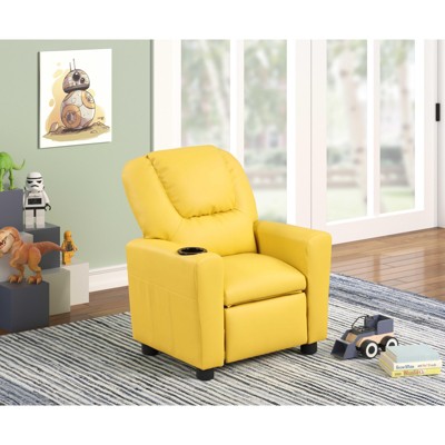 LOVMOR Kids Recliner Chair, Kid Upholstered Couch with Cup Holder, Footrest&Backrest, Toddlers Velvet Recliner w/ Headrest&Footrest