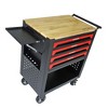 Rolling Tool Cart With 4-Drawers Wooden Top Wheels Locking System Multifunctional Metal Tool Trolley For Garage Warehouse Repair Shop - 3 of 4