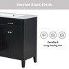 Vynxaria 36" Bathroom Vanities Matte Black Vanity Console with Dual Doors Triple Drawers 35.7"H - 4 of 4