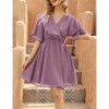 Coolmee Women's Summer Floral Sundress Short Sleeve Wrap V Neck A-Line Midi Dress - 3 of 4