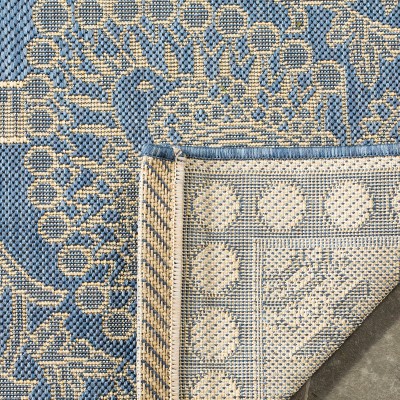 Blue and Natural Rectangular Stain-Resistant Synthetic Area Rug