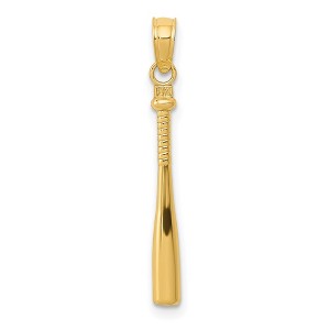 Black Bow Jewelry 14k Yellow Gold Small 3D Baseball Bat Pendant - 1 of 4