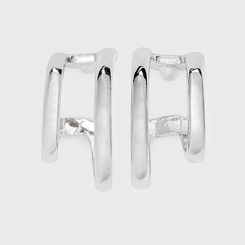 High and Low Tubular Hoop Earrings - Universal Thread&#8482; Silver, 1 of 5