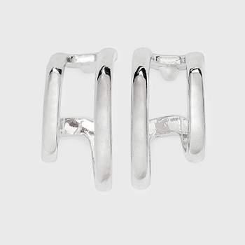 High and Low Tubular Hoop Earrings - Universal Thread™ Silver