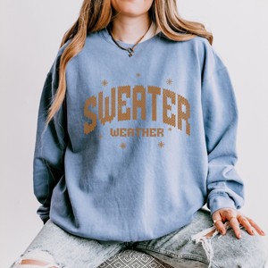 Sweater Weather Knit Print - Women's Lightweight Garment Dyed Sweatshirt - 1 of 4