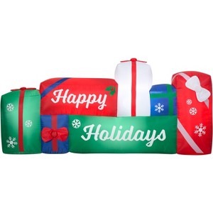Gemmy Christmas Airblown Inflatable Gift Box Scene, 3.5 ft Tall, Green ...