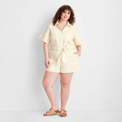 Women's Short Sleeve Utility Romper - Future Collective