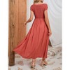 Whizmax Women's Summer Dress Casual Round Neck Short Sleeve Smocked High Waist Maxi Dress with Pockets - 4 of 4