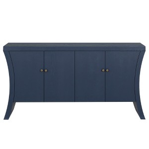 TiramisuBest Refined Industrial 4-Door Credenza with Wooden Arc Legs & Bronze Clasps – Advanced Storage Design, Solid Craftsmanship, Navy Blue - 1 of 4