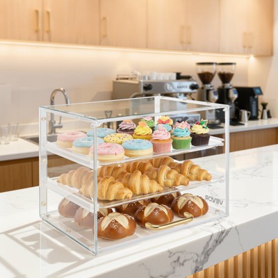 VEVOR Bakery Display Case, 3-Tier Commercial Countertop Pastry Display Case, Clear Acrylic Bread Box for Kitchen, Party Cake Cabinet,Transparent — фото 2