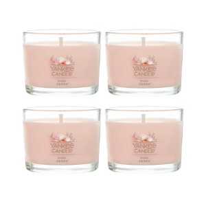 Yankee Candle Signature Votive Mini Candle Jar  Pink Sands Scent  Natural Soy Wax Blend Candle with Natural Fiber Wick  1.3oz Glass  Jar  4-Pack - 1 of 4