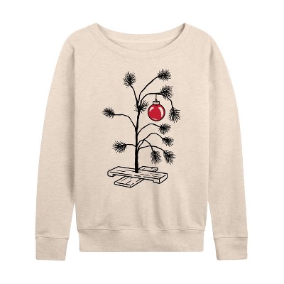 Women's - Instant Message - Sad Christmas Tree Lightweight French Terry Wide Neck Long Sleeve Graphic Shirt