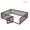 CAVINAS Queen Size Wood Montessori Bed,Modern Floor Bed Frame with Safety Fence and Door,Toddler Bed for Bedroom,Walnut - 3 of 4