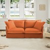 2-Seater Chenille Slipcovered Deep Seat Sofa Couch with Detachable Cover and High Back Pillows - 2 of 4