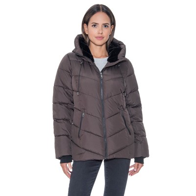 Women's Puffer Jacket with Cozy Faux Fur - S.E.B. By Sebby