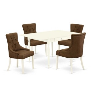 HomeStock 5-Pc Linen White Finish Solid Wood Top - Dining Room Set with Dropleaf - Seats 4 - 1 of 4