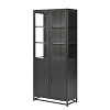 LED Display Cabinet with Glass Doors, Steel Curio Cabinet Storage Cabinet Accent Cabinet Pantry Organizer Cupboard, Black/Dark Blue-ModernLuxe - 3 of 4