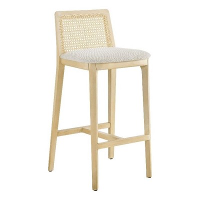 Modway Monarch Wood and Rattan Bar Stool - DURABLE WOOD CONSTRUCTION - Featuring a sturdy wood frame and a rattan backrest with intricate ca
