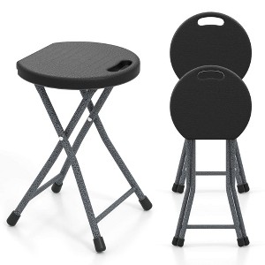 Tangkula 3PCS 18"H Folding Stool Portable & Foldable Camping Chair w/ Built-in Handle - 1 of 4