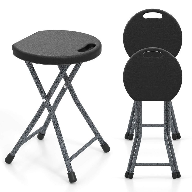 Tangkula 3PCS 18"H Folding Stool Portable & Foldable Camping Chair w/ Built-in Handle, 1 of 11