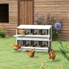 PawHut Nesting Boxes for Chickens, 8 Compartments Wood Roll Out Laying Nest Box with 2 Egg Collection Trays, 4 Perches for 16-32 Hens, Gray - 3 of 4