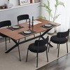 Set of 4 Mid-Century Modern Dining Chairs, Teddy Fabric Upholstered,  Curved Back , Metal Frame - 4 of 4