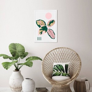 15" x 21" Pastel Pink Boho Leaf I Framed Wall Art Print Green - Wynwood Studio: Modern Botanical Decor, Vertical Layout - 1 of 4
