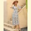 Coolmee Women's Summmer Dress Casual Boho Short Sleeve Long Dress Wrap V Neck Tunic Midi Sundress with Belt - 3 of 4