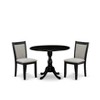 East West Furniture 3-Piece Dining Room Set Consists of a Pedestal Table with Drop Leaves & 2 Light Tan Linen Fabric Dining Chairs - Antique Walnut - 2 of 4
