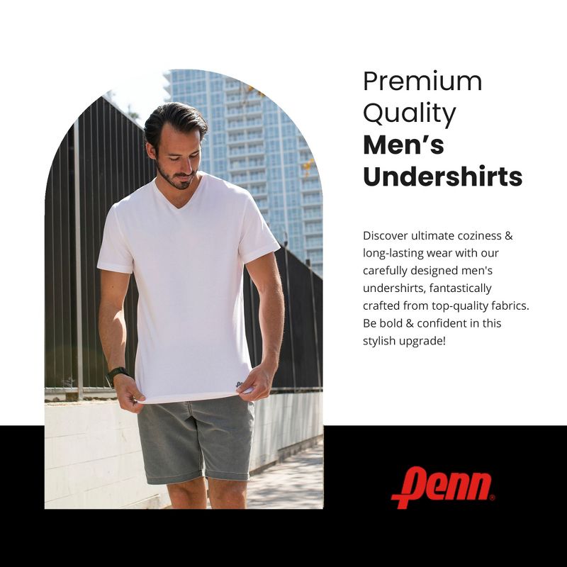 Penn 3 Pack V-Neck Undershirts Breathable Tagless Modern Fit Cotton  T-Shirt For Men, 2 of 8