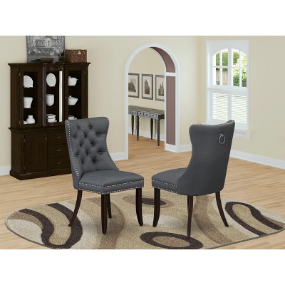 East West Furniture DAP2F23 Dallas Parson Kitchen Chairs - Button Tufted Nailhead Trim Beige Red faux Leather  Dining Chairs, Set of 2, linen white