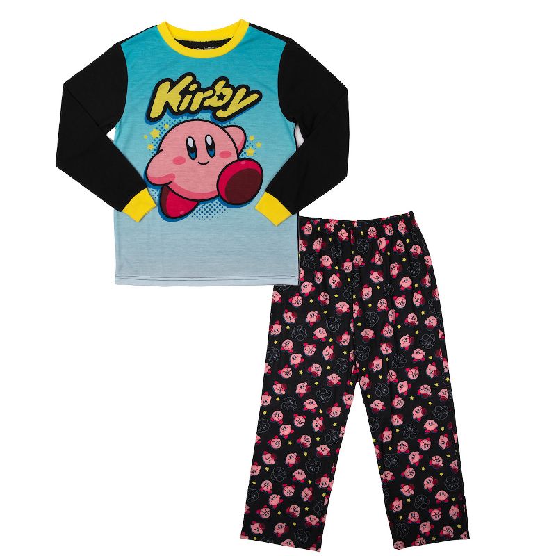 Youth Kirby Sleepwear Set: Long-Sleeve Tee Shirt, Sleep Shorts, and Sleep Pants, 1 of 4