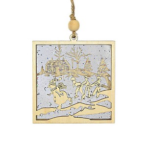 Ganz 4.0 Inch Market Winter Scene Ornament Santa Snowman Reindeer Winter Tree Ornaments - 1 of 3