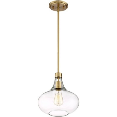 Antique Brass Elegance Mini Pendant Light with Clear Glass Shade