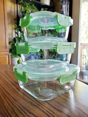 JoyJolt Joyful 24-Piece Green Glass Storage Containers with Leakproof Lids Set