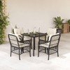 vidaXL 5 Piece Patio Dining Set - Black PE Rattan Furniture for Garden, Backyard, Patio - Glass Tabletop and Cushioned Chairs - 2 of 4