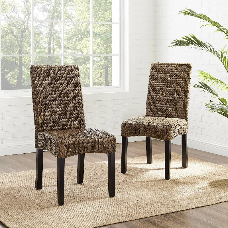 Set of 2 Edgewater Dining Chairs Seagrass/Dark Brown - Crosley, 4 of 12