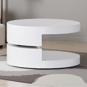 23.62" Glossy White Rotating Coffee Table - 1 of 4