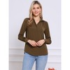 INSPIRE CHIC Women's Button Down Collared V Neck Long Sleeve Casual Blouse - 4 of 4