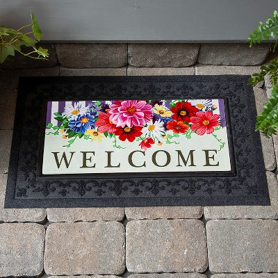 Evergreen Divided Floral Sassafras Indoor Outdoor Switch Doormat 1'10"x10" Multicolored