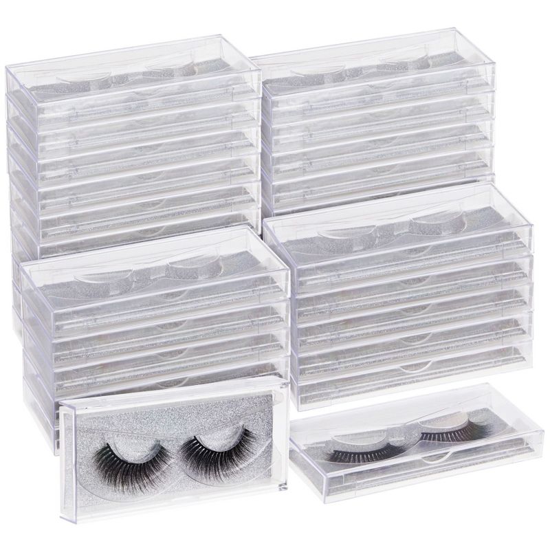Stockroom Plus 30-Pack Transparent Empty Eyelash Boxes for False Eyelashes, Lash Cases Empty Bulk Wholesale with Glitter Paper Card, 4.4 x 2 In, 1 of 10