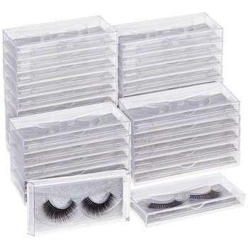 Stockroom Plus 30-Pack Transparent Empty Eyelash Boxes for False Eyelashes, Lash Cases Empty Bulk Wholesale with Glitter Paper Card, 4.4 x 2 In