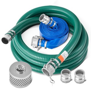 VEVOR Suction Hose Kit for Water Pump, with 2 in x 65 ft Blue Backwash Hose, 20 ft Green Suction Hose, and Steel Round Hole Strainer, Blue - 1 of 4