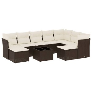 vidaXL Garden Sofa Set Brown, Cream White - 1 of 4