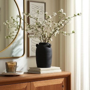 Ceramic Vase with Handles - Decorative Flower Holder - Textured Rustic Home Decor - Handmade Pottery - Living Room, Bedroom, Office - 1 of 4