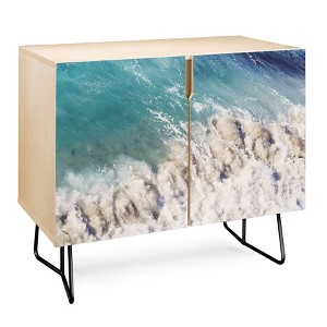 Deny Designs Bree Madden Breaking Shore Credenza Blue/Black: Modern Birch Accent Cabinet with Adjustable Shelves - 1 of 2