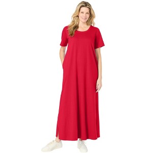 Woman Within Perfect Short-Sleeve Scoopneck Maxi Tee Dress - 1 of 4