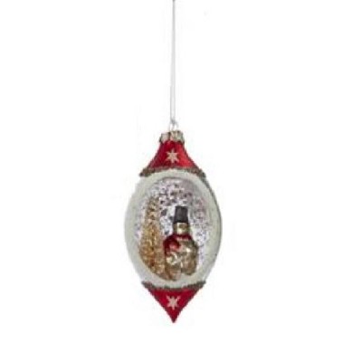 Kurt S. Adler 5" Glass Finial with Snowman Christmas Ornament - White/Gold