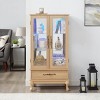 Lighted Glass Display Cabinet with Mirrored Back, Adjustable Shelves and Drawer, 51.6 in Traditional Curio for Collectibles-3irtyhousy - 2 of 4